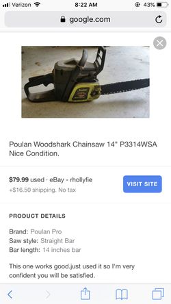 poulan wood shark chainsaw