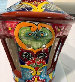 LIKE NEW - Talavera Ceramic Lantern Candle Holder