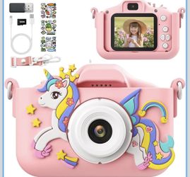 Kids Camera 1080P HD Digital Camera with 32GB SD Card Unicorn Pink New 
