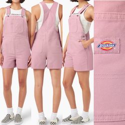 Dickies authentic duck Pastel Pink Duck Canvas Bib Short  Jumpsuit short size S