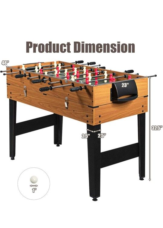 DORTALA Mesa de juego múltiple 3 en 1 de 48 pulgadas, mesa de juego combinada con fútbol, billar, hockey deslizante, divertida mesa de juego de madera