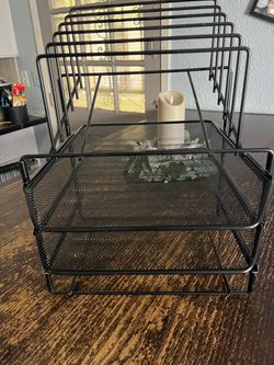 Black Metal Mesh Desk Organizer