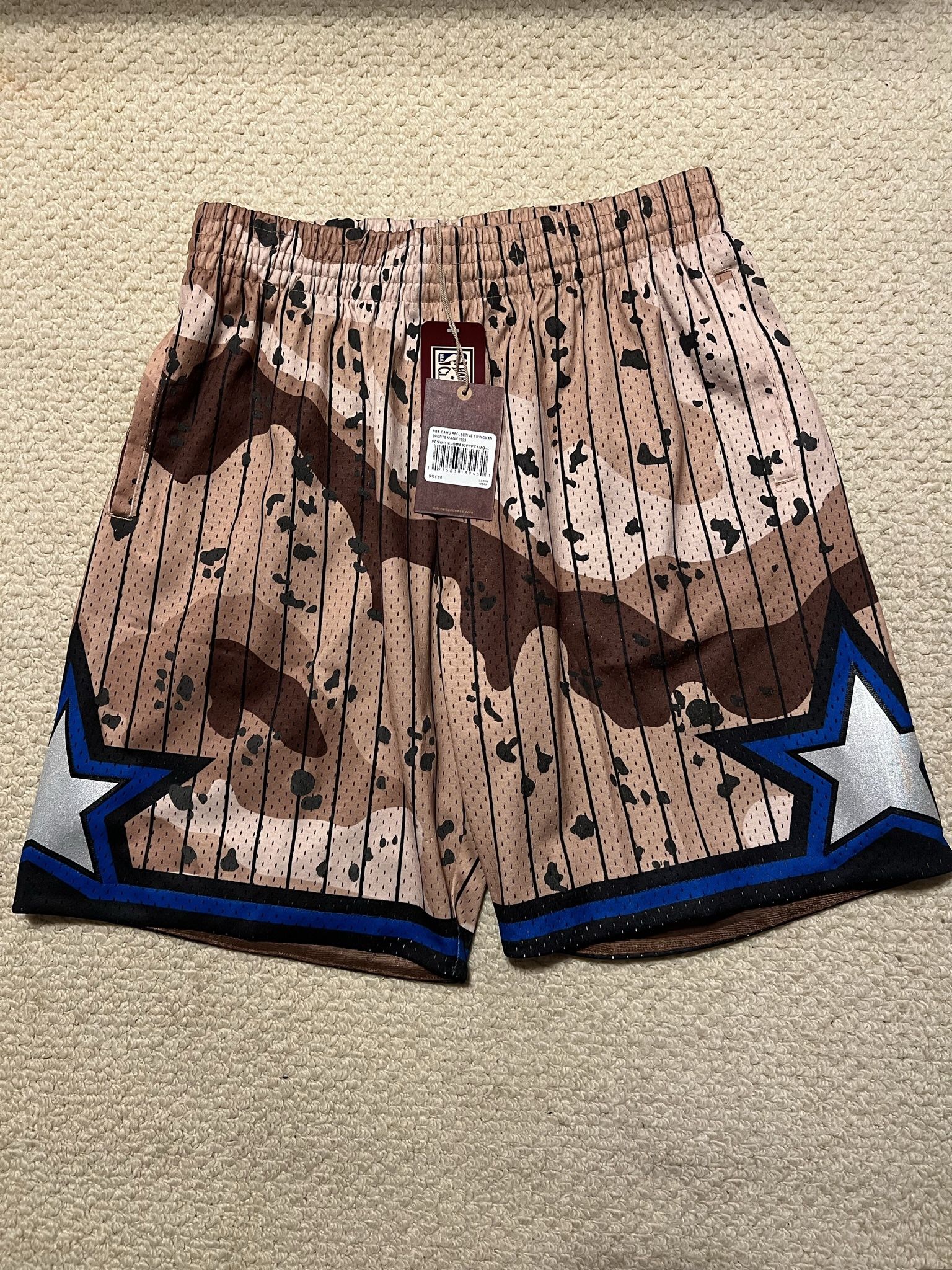Brand new with tags Mitchell and Ness Orlando Magic Camo shorts size large 