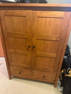 Solid Wood Computer Armoire / Desk Cabinet with Drawers