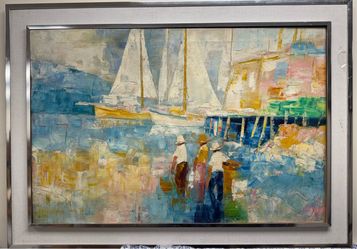 Large italian Painting Nicola Simbari  Picasso Matisse era old Antique oil on canvas