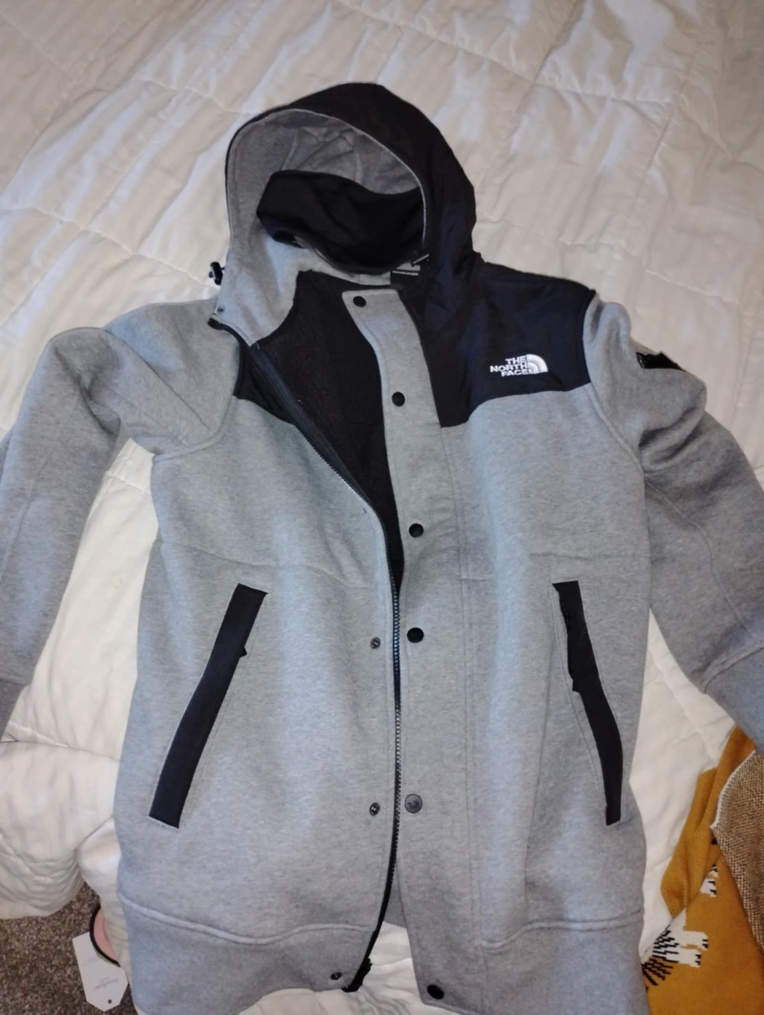 Grey Nortface Jacket With Mask