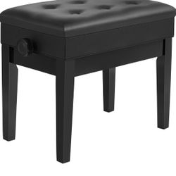 Adjustable Wooden Piano Bench Stool with Sheet Music Storage Black ULPB57H