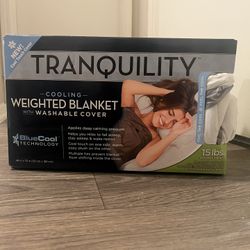 NEW IN BOX: Tranquility Cool-To-The-Touch 15lb Weighted Blanket (Gray, Adult Size) 