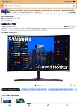 2021 Samsung Curved Monitor 27”