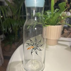 Glass Pitcher with Soft Blue Lid | Juice, Water, or Flower Vase