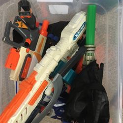 Assortment Of Nerf Guns And Accessories 