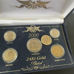 24 karat gold plated coins in case collection
