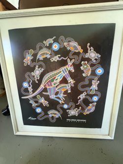 Retro Matted & Framed Aboriginal Australian Art - Large