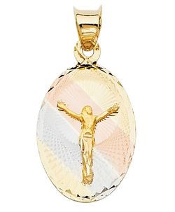 Beautiful oval shape Jesus religious stamp pendant 14K REAL YELLOW, WHITE & ROSE GOLD. Description⬇️