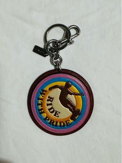 Coach Pride Leather Round Bag Charm Keychain