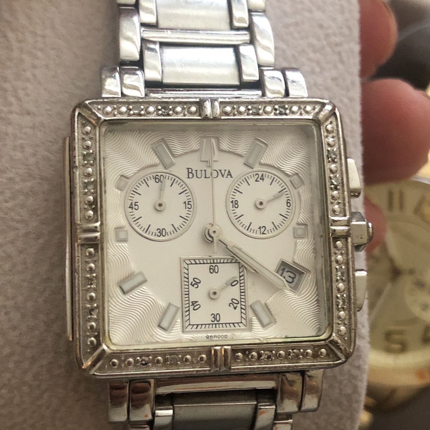 Bulova C837420 Women\'s Diamond Bezel Chronograph Stainless Steel Watch 33mm Roseberys London | Trebor. A limited edition stainless steel  main image 3