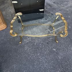 Brass And Glass Vintage Coffee Table 