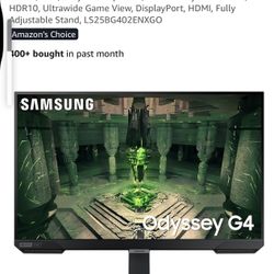 SAMSUNG 25" Odyssey G4 Series FHD Gaming Monitor, IPS, 240Hz, 1ms, G-Sync Compatible, AMD FreeSync Premium, HDR10, Ultrawide Game View, Displa