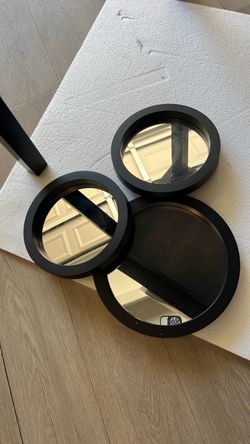 Set of 3 Round Black Frame Wall Mirrors