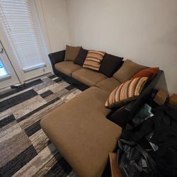 Brown Sectional with Chaise