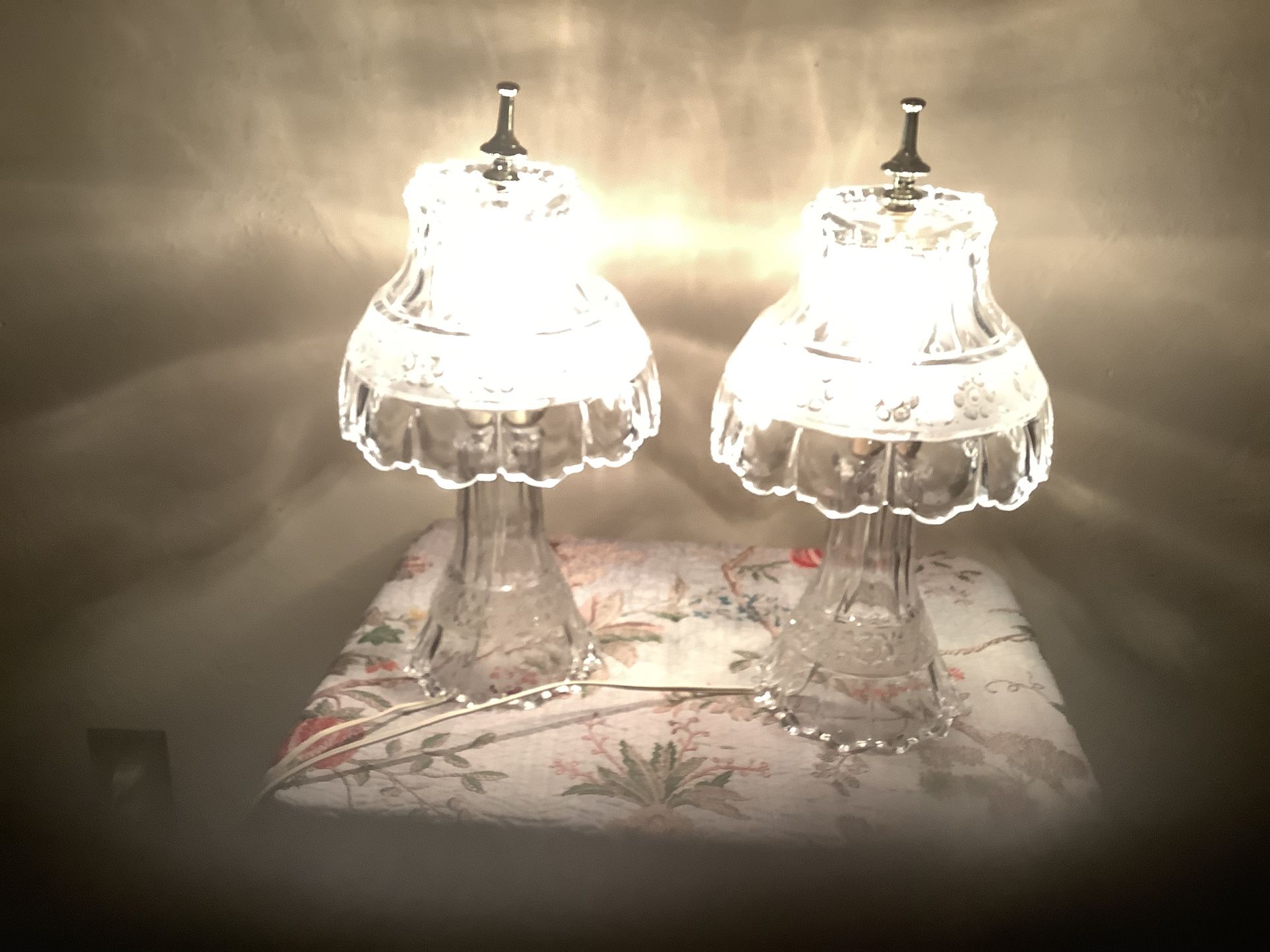 Vintage Crystal Boudoir Lamps