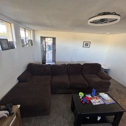 Large Brown Sectional Couch - Comfy L-Shaped Sofa, $300 OBO