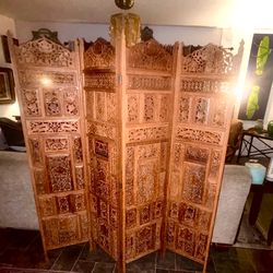 Hand carved wood room divider