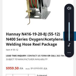 Hannay reels Oxygen settling reel hosing 