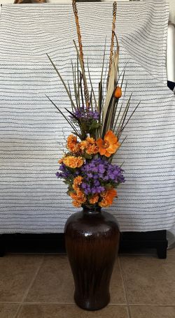 Large 51” Statement Floral Arrangement in Heavy Ceramic Vase – Modern Decor