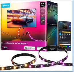Govee TV LED Backlight 2, 18.4ft Cuttable TV Lights for 32-86 Inch TVs RGBWIC LED Strips Lights for Monitors, Support 210+ Scene Modes & Music Sync，Sm