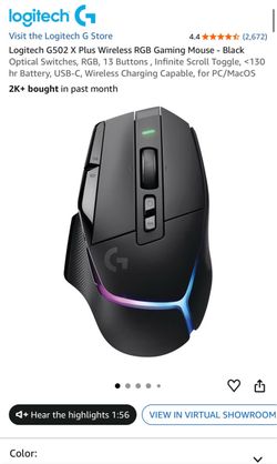 Logitech G502 X PLUS Wireless RGB Gaming Mouse – Black