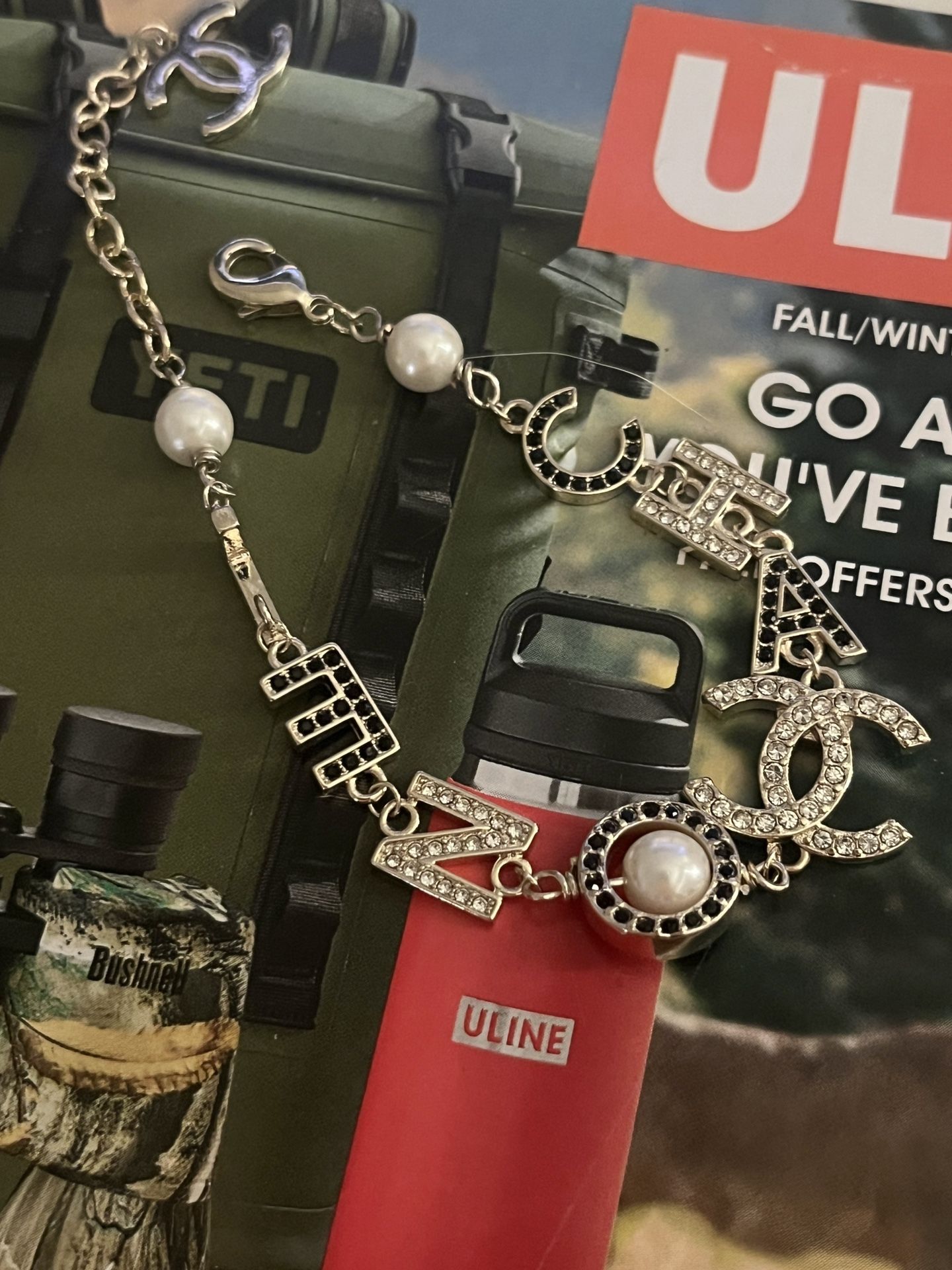 Authentic CC Alphabet Pearl Gold Plated Bracelet