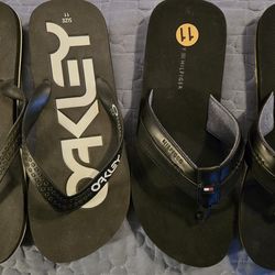 2 Pairs Mens Size 11 Tommy Hilfiger and Oakley Sandals