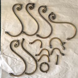 Set Of 13 Antique Gas Lamp Parts - Chandelier And Sconce - Curves And More