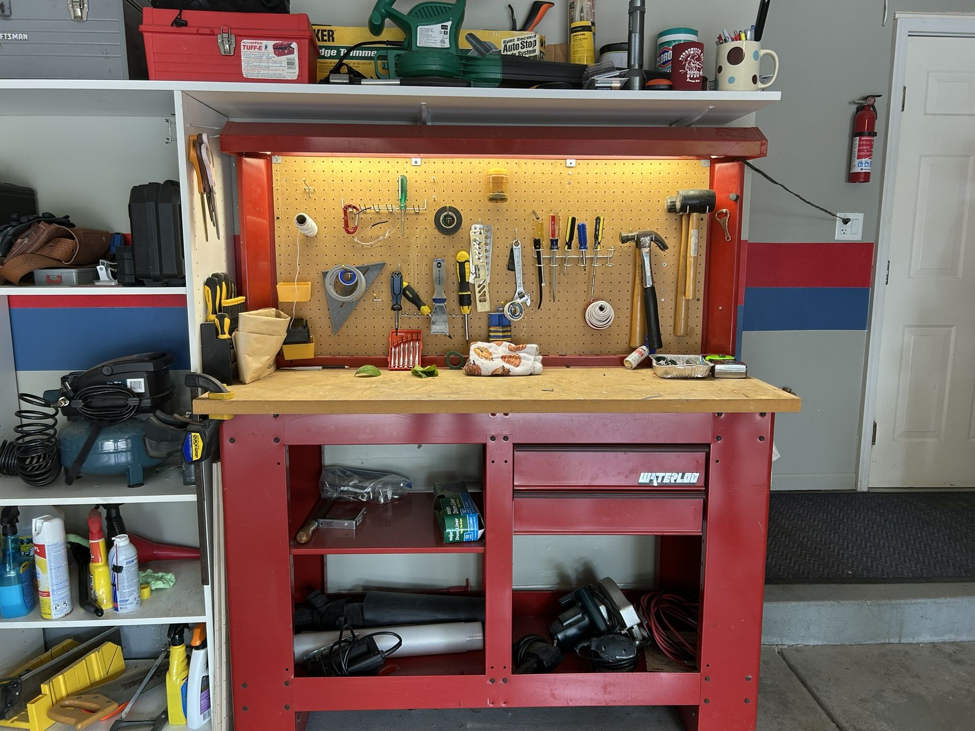 Red Work bench with Lights