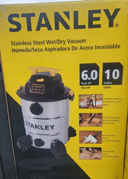 Stanley 6hp 10 gallon stainless steel wet/dry vac 