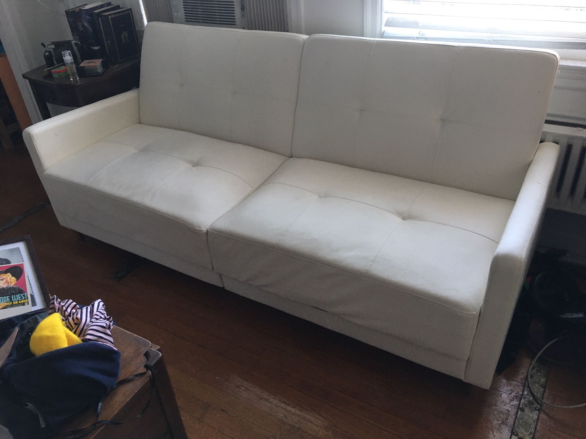 White Faux Leather Couch/Futon