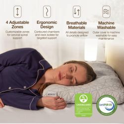 Coop Home Goods Adjustable King size Pillow, Memory Foam Pillow for side and back Slippers, Breathable Washable cover.