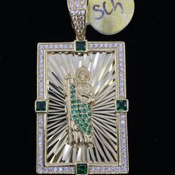$900 Yellow Gold W Zirconia San Judas Saint Jude Charm