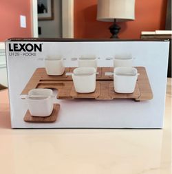 New Lexon Kookii Coffee Set for 6 – Designer Bamboo & Ceramic Serving Set