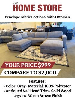 Penelope Fabric Sectional with Ottoman