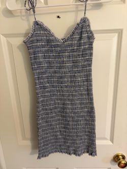 Blue Smocked Mini Dress with Spaghetti Straps
