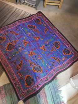 Vintage high end scarf. Cotton polyester with woven silver metallic thread. Paisley print. Mint condition