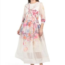 Floral Organza Maxi Dress Sz M