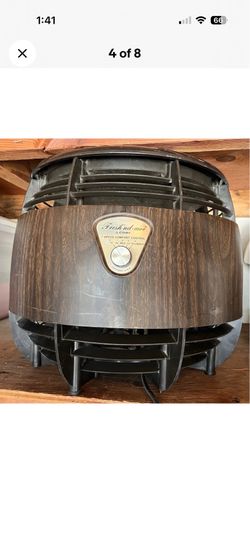Vintage Fresh’nd-Aire By Cory Hassock Fan Model F12-4W Wood Grain MCM Foot Rest