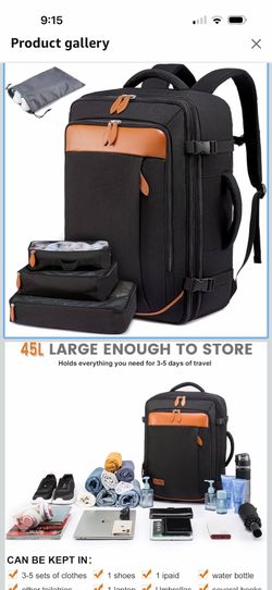 Carry on Backpack, 45L Large Travel Backpack for Women Men Airline Approved, Expandable Large Suitcase Backpacks With 4 Packing Cubes, Aer Travel Pack