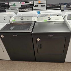 Brand New Maytag Volcano Black Pet Pro Top Load Washer And Dryer Set With AGITATOR 