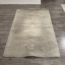 Beige Shag Area Rug 4’6” x 7’1” Neutral Plush Carpet