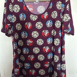  Disney Cruella de Vil 101 Dalmations Top Women’s Size XL New