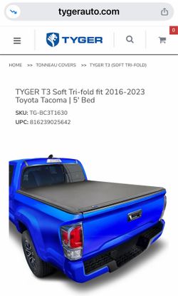 Tyger T3 Bed Cover for Toyota Tacoma 2016-23